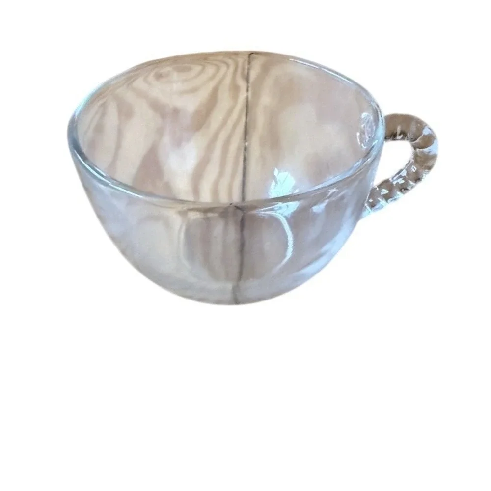 Federal Glass Homestead‎ Clear Pressed Glass Punch Tea Cup Beaded Handle